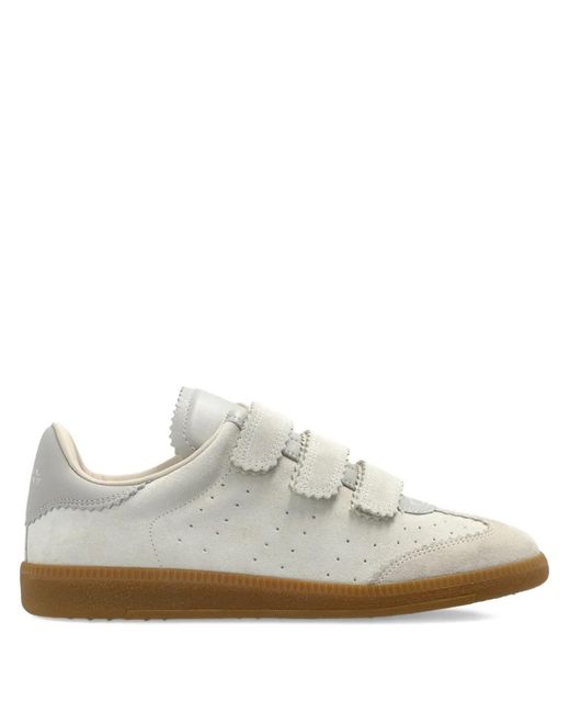 Isabel Marant White Scallop-Trim Strap Sneakers