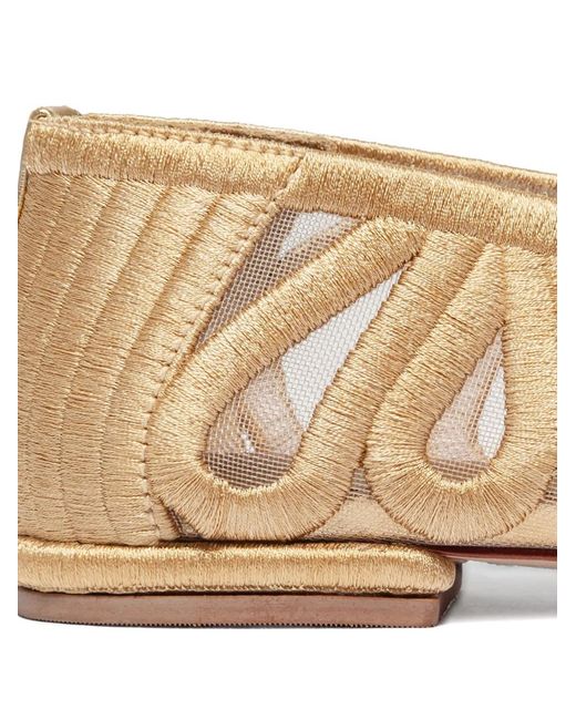 Bernardo Natural Costa Embroidered Ballet Flats