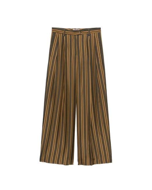 Alberto Biani Natural Vertical-Stripe Trousers