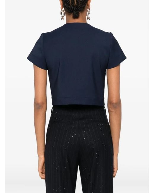 Sandro Blue Button-Fastening Short-Sleeve Top