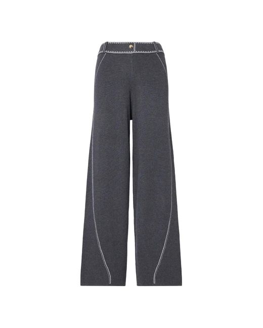 Liu Jo Gray Trousers With Contrast Stitching