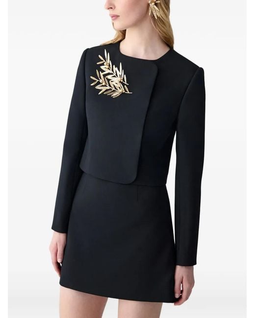 Carolina Herrera Black Double-Breasted Cropped Jacket