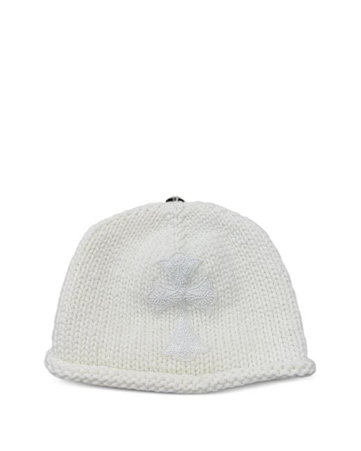 Chrome Hearts White Beaded Cross Beanie Hat for men