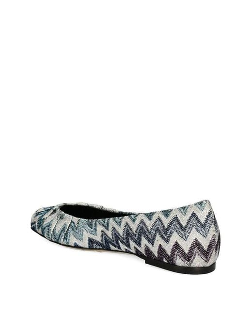 Missoni Natural Zigzag-Pattern Ballet Flats