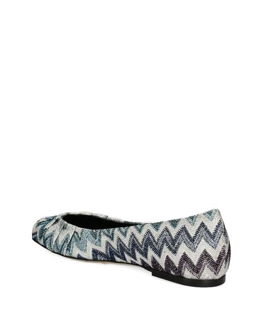 Missoni Natural Zigzag-Pattern Ballet Flats