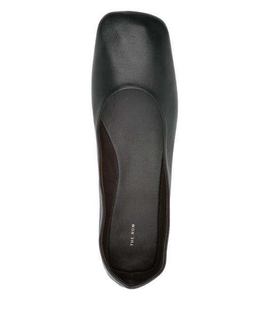The Row Black Leather Ballet Flats