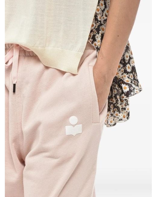 Isabel Marant Natural Flocked-Logo Track Trousers