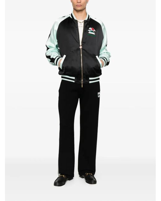 Casablanca Black Embroidered-Logo Bomber Jacket for men