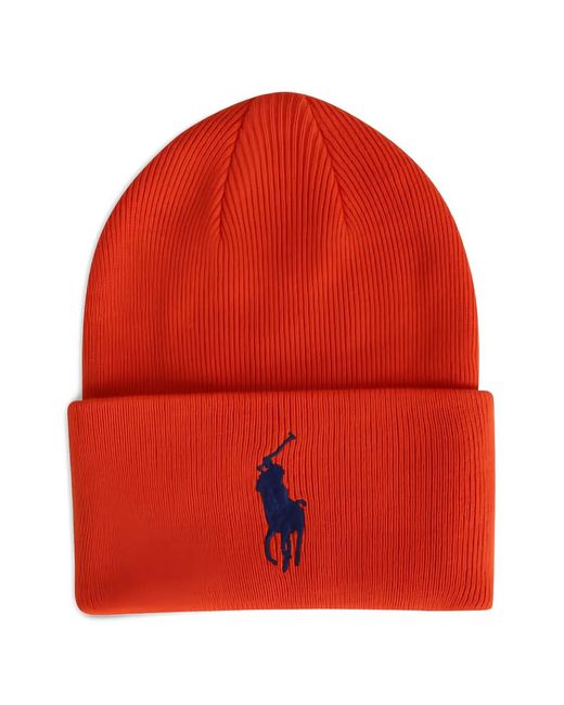 Polo Ralph Lauren Red Big Pony Cuff Beanie Hat for men