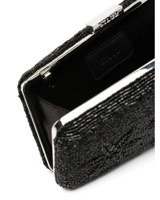 Staud Black Carmella Beaded Clutch Bag
