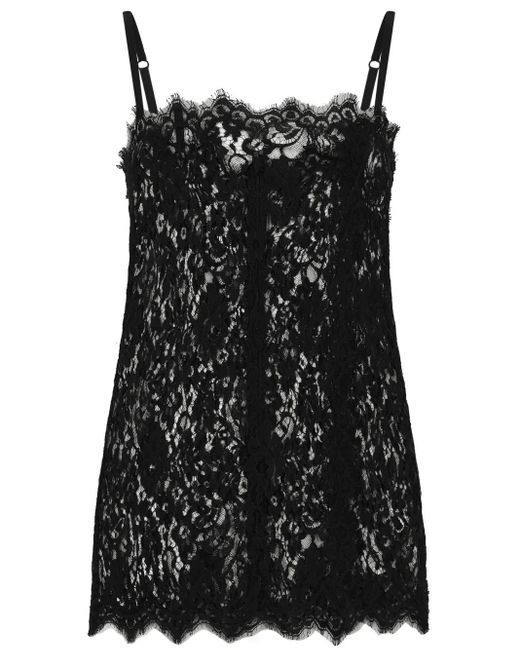 Dolce & Gabbana レディース ブラック スクエアネック キャミソールの