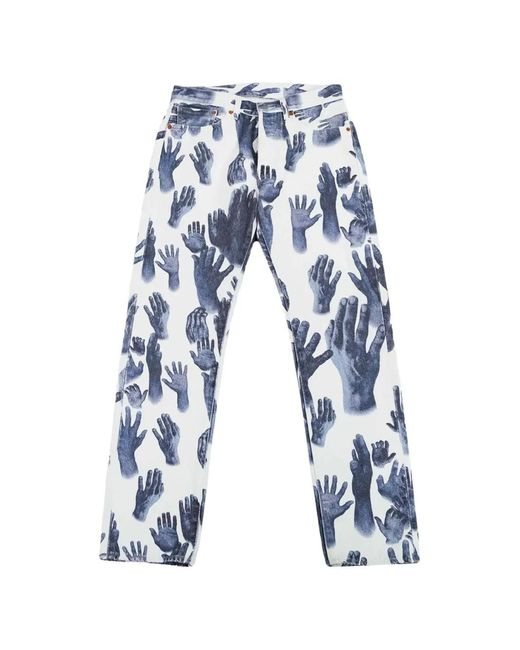 DENIM TEARS Blue Hand Print Belt Loops Jeans for men