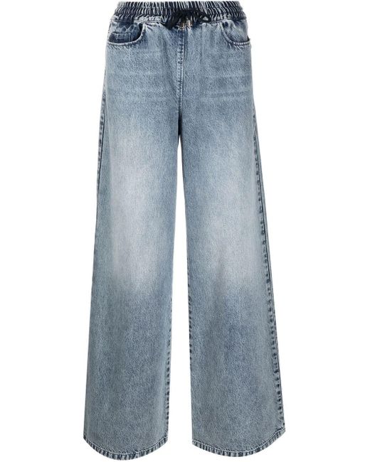 Patrizia Pepe Denim Elasticated-waist Wide-leg Jeans in Blue | Lyst