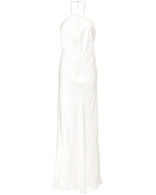 Vestido de fiesta con cuello halter Michelle Mason de color White