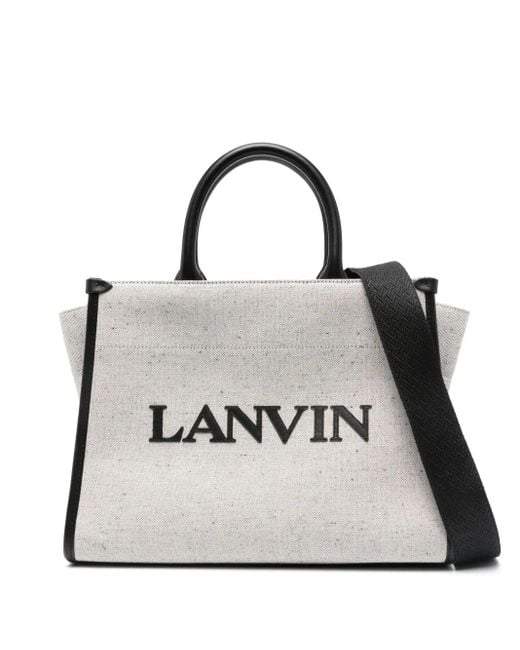 Lanvin White Logo-Embossed Tote Bag