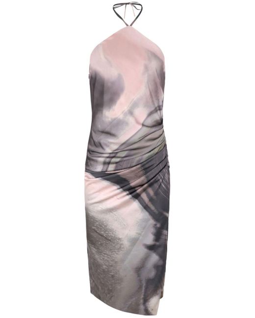 Jonathan Simkhai White Hansel Graphic-print Halter-neck Dress