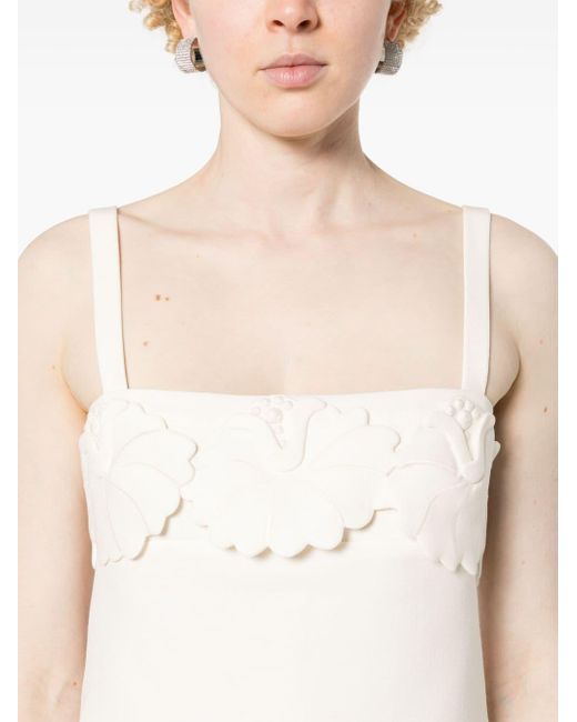 Valentino Garavani White Floral-appliqué Crepe Mini Dress
