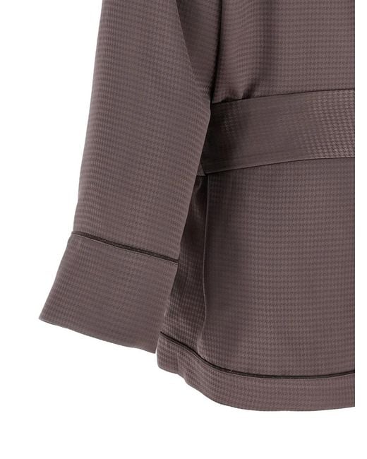 The Attico Brown Houndstooth Striped Blazer