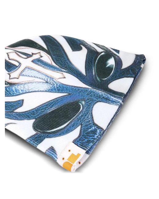 PDF CHANNEL Blue Mask-Print Beanie for men