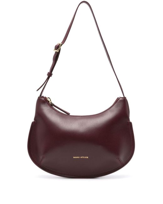 MANU Atelier Brown Lambskin Top-Handle Shoulder Bag