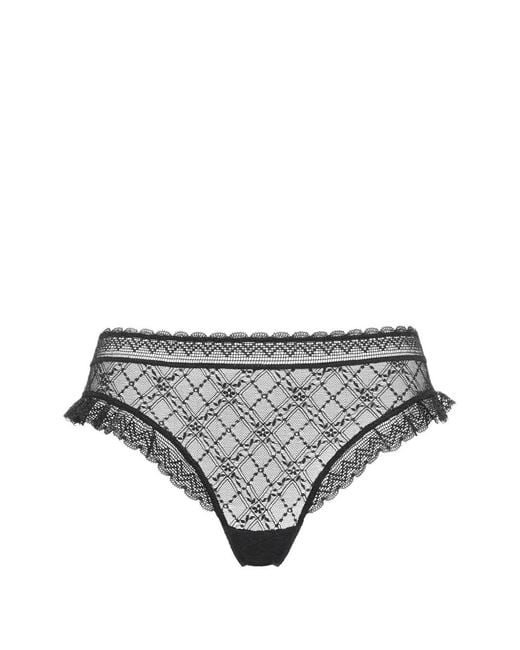 Eres Gray Lili Ruffled Lace Thong