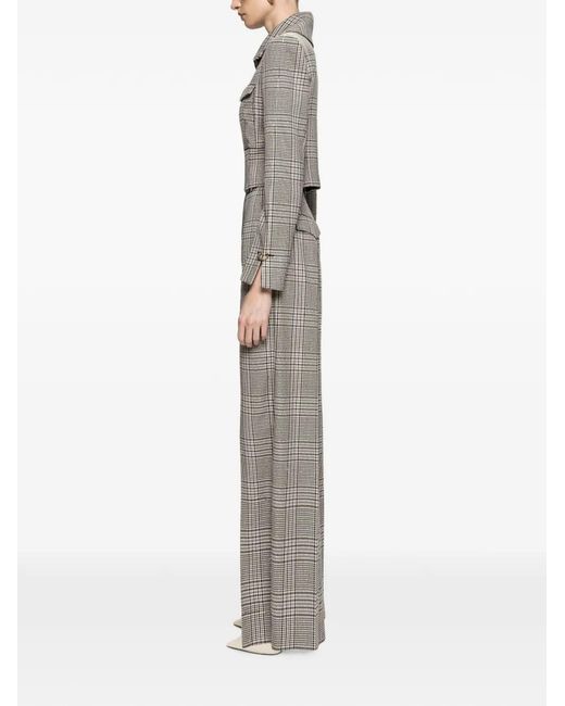 Nissa Gray Checked Cropped Jacket