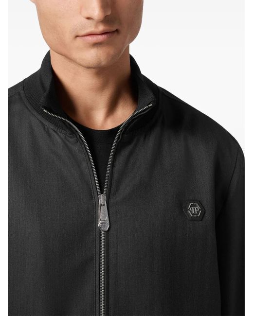 Philipp Plein Black Wool Bomber Jacket for men