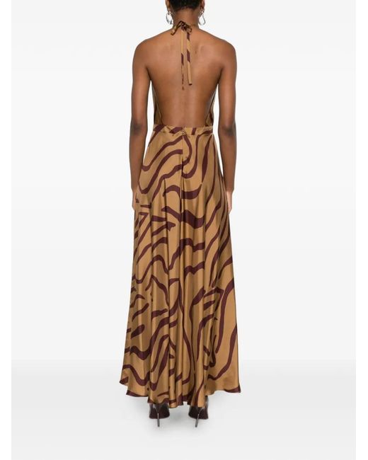 Raquel Diniz Natural Zebra Halterneck Dress