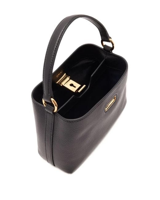 Bally Mini Lock Me Grained-leather Tote Bag Black