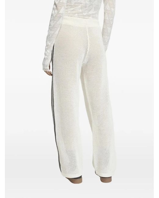 Adidas White Stripe-Detail Drawstring Track Pants