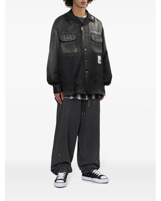 Maison Mihara Yasuhiro Black Logo-Patch Shirt for men