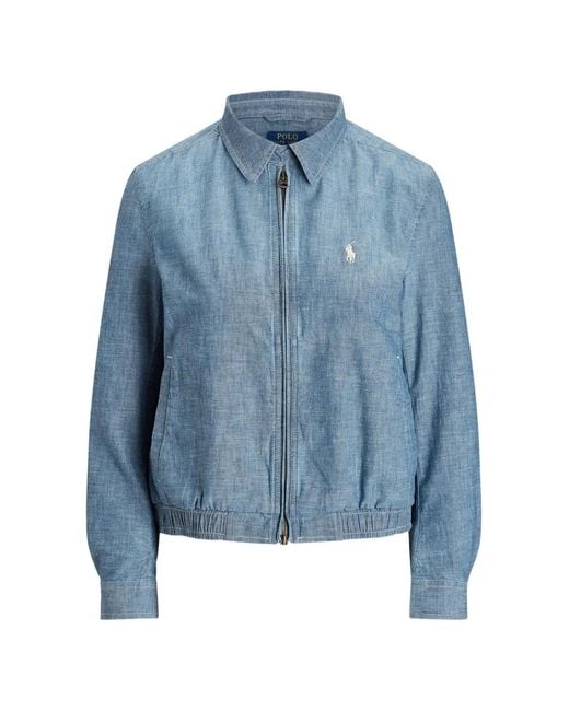 Polo Ralph Lauren Blue Logo-Embroidered Bomber Jacket