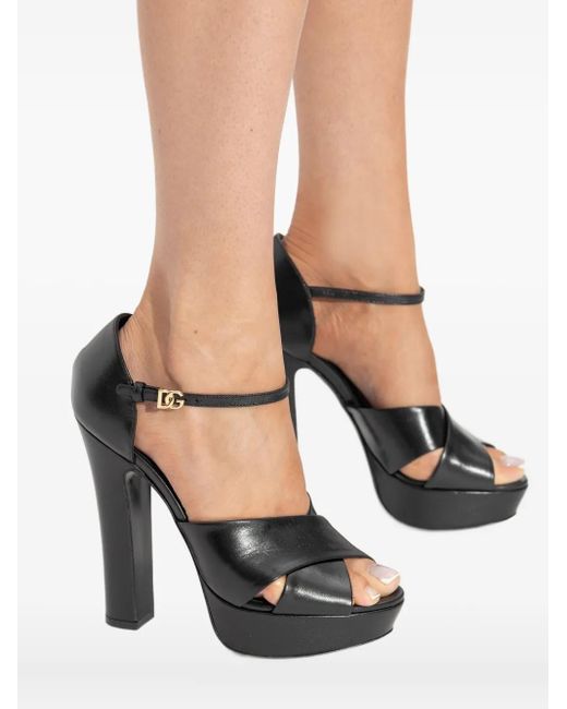 Dolce & Gabbana プラットフォーム レザーサンダル Black