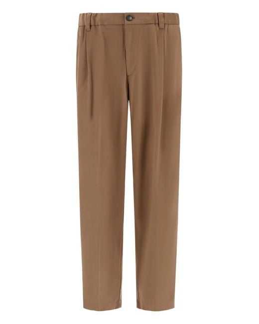 Herno Brown Pleated Trousers for men