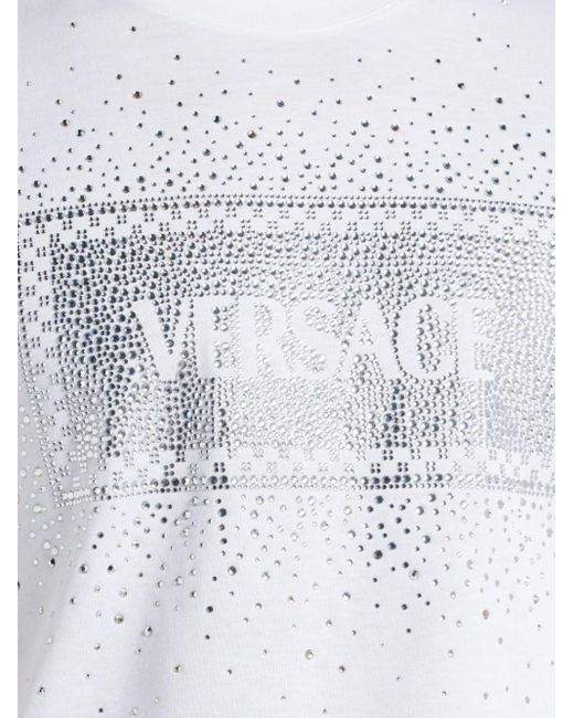 Versace White Crystal '90s Vintage Logo T-shirt for men
