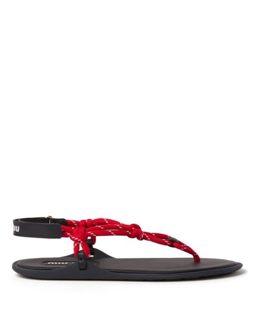 Miu Miu Red Riviere Cord Thong Sandals