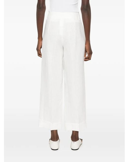 Max Mara White Pressed-Crease Turned-Up Trousers