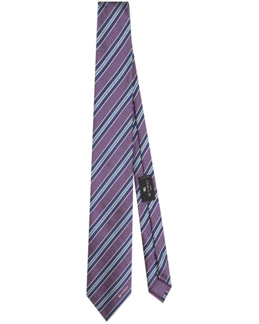 Etro Purple Striped Jacquard Silk Tie for men