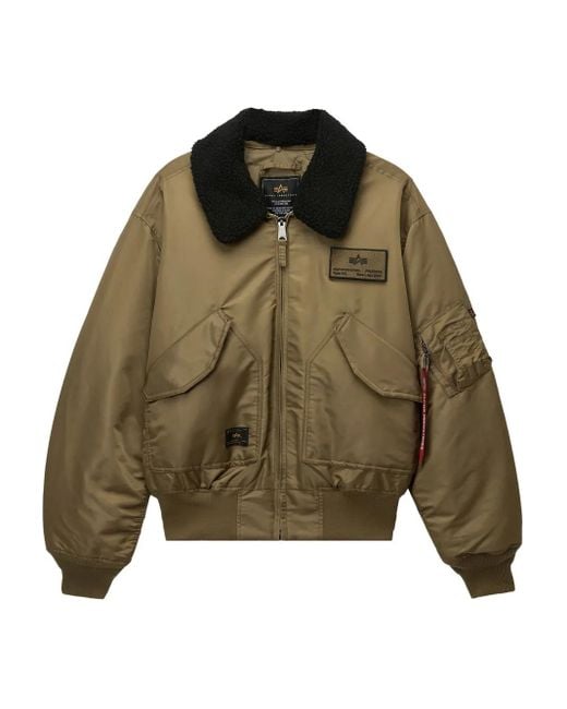 Alpha Industries Green Sherpa-Collar Bomber Jacket for men
