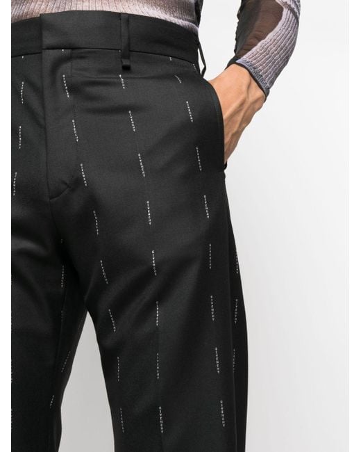 Givenchy Black Logo-print Straight-leg Trousers for men