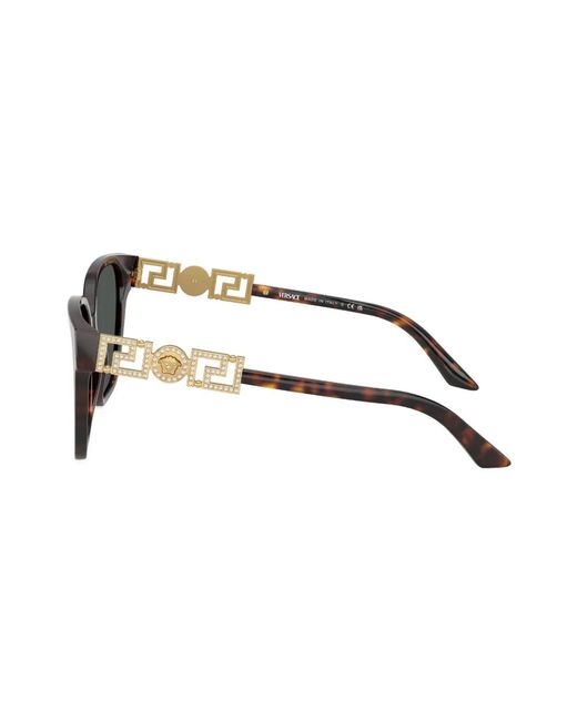 Versace Gray Greca Strass Butterfly-Frame Sunglasses