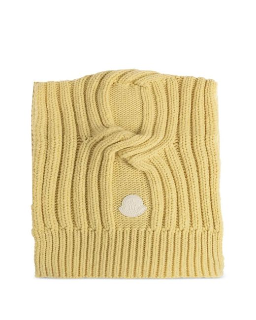 Moncler Metallic Cable-Knit Logo-Patch Scarf