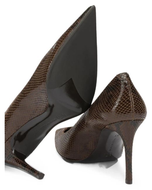 Sergio Levantesi Brown Snakeskin-Effect Pointed-Toe Pumps