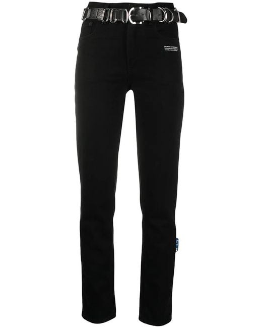 Off-White c/o Virgil Abloh Black Belted Straight-Leg Jeans