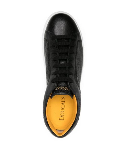 Doucal's Black Round-toe Leather Sneakers for men