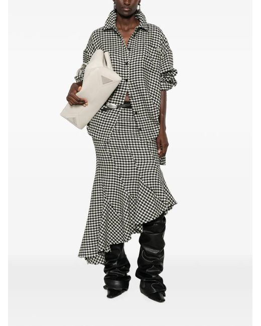 The Attico Gray Houndstooth-Pattern Oversized Jacket