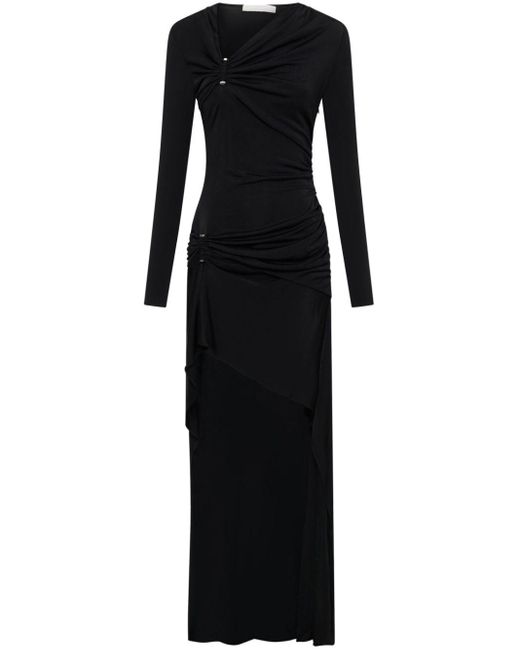 Dion Lee Black Gathered-detail Asymmetric Maxi Dress