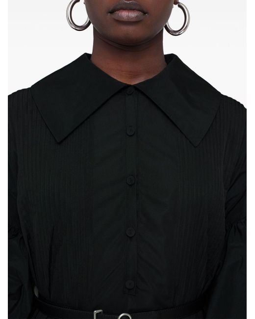 Jil Sander Black Pintucked Belted Midi Dress