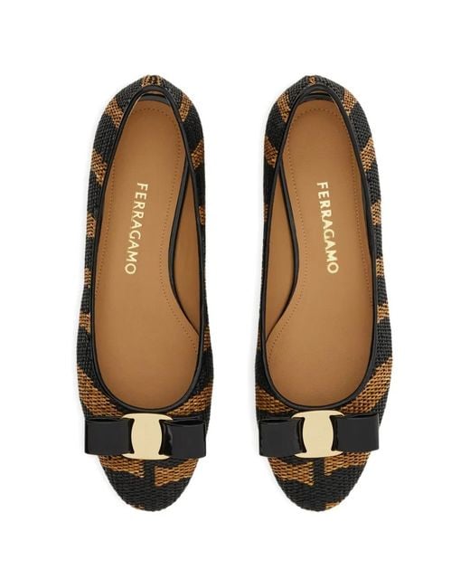 Ferragamo Black Varina Ballet Flats