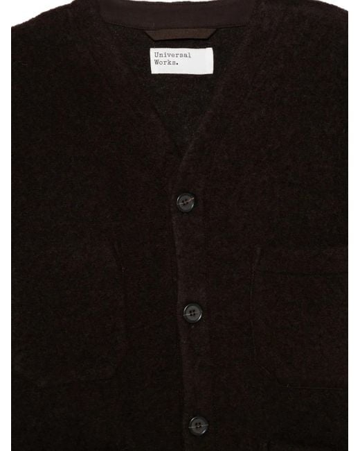 Universal Works Black Wool Patch-Pocket Cardigan for men